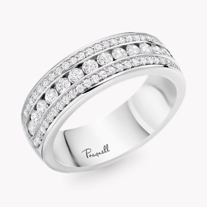 Round Brilliant Cut Diamond Three-Row Ring