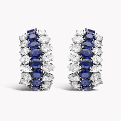 Tiffany Sapphire and Diamond Huggie Earrings in Platinum