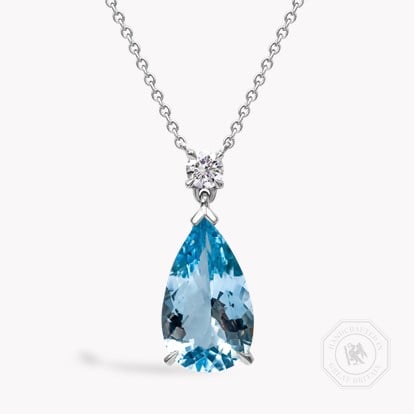 Pear Shaped 2.81ct Lukusuzi Aquamarine and Diamond Pendant