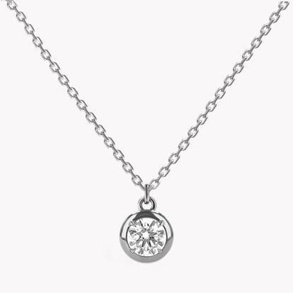 Skimming Stone 1.01ct Botswana Diamond Pendant - Brilliant Cut in 18ct White Gold