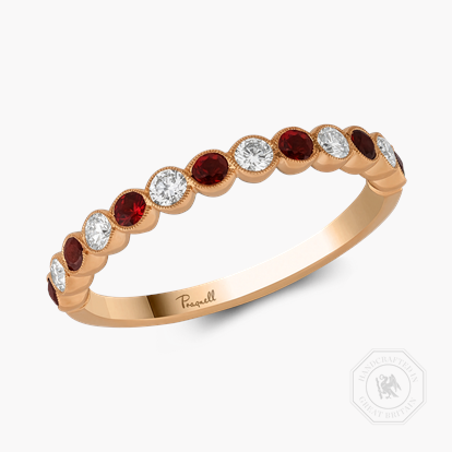 Brilliant Cut 0.35ct Ruby and Diamond Half Eternity Ring