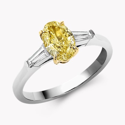 Regency 1.01ct Fancy Yellow Diamond Solitaire Ring in Platinum and 18ct Yellow Gold