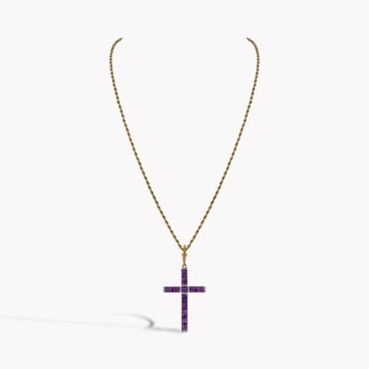 Victorian Baguette Cut Amethyst Cross Pendant