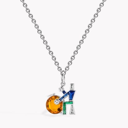 Art Deco Musician with Drum Pendant in Platinum