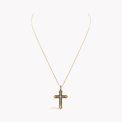 Victorian Rose Cut Diamond Cross Pendant