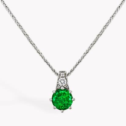 Antrobus Emerald Pendant - 8 Claw Setting 1.00ct in 18ct White Gold