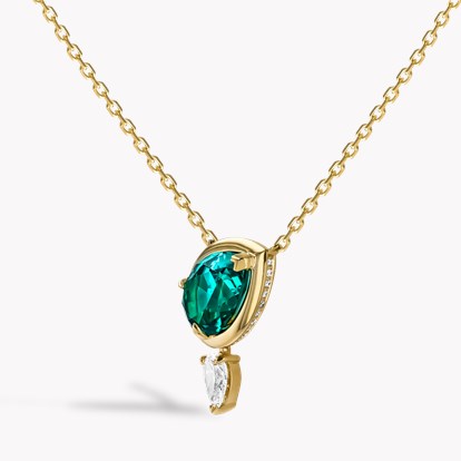 Skimming Stone 3.55ct Namibian Lagoon Tourmaline and Diamond Pendant