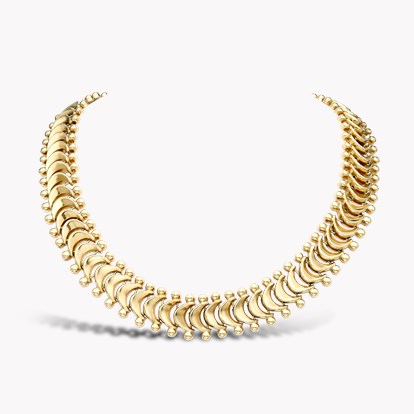 1980s Crescent Moon Fancy Link Collar in 18ct Yellow Gold