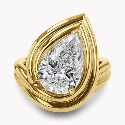 Masterpiece Weave Setting 4.07ct Pearshape Diamond Solitaire Ring
