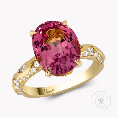 Oval Cut 6.71ct Kitulo Garnet and Diamond Ring