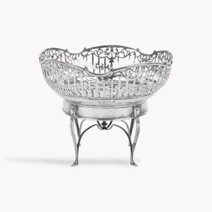 Silver Pierced Round Dish on Four Feet