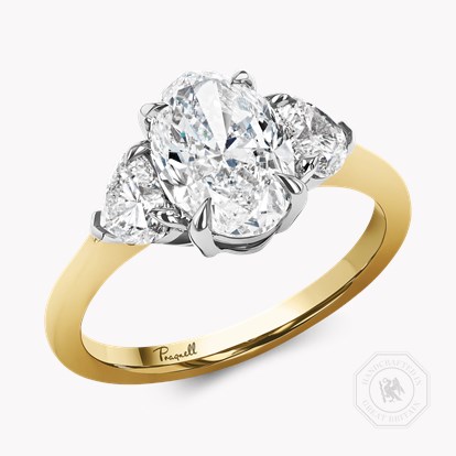 Venus Setting 2.01ct Botswana Diamond Three Stone Ring in 18ct Yellow Gold and Platinum