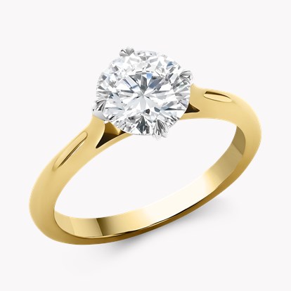 Windsor 1.52ct Brilliant Cut Diamond Ring - 2.0mm Width in 18ct Yellow Gold and Platinum