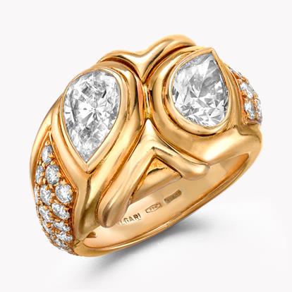 1980s Bvlgari Diamond Ring 3.72ct in Yellow Gold