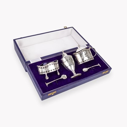 Silver Five Piece Condiment Set