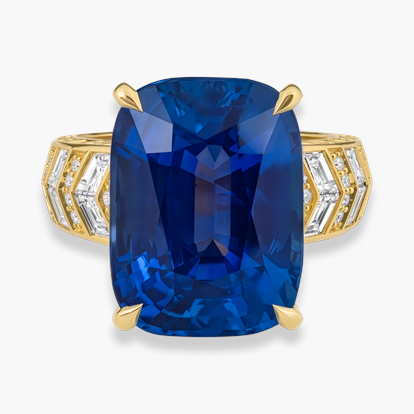 Masterpiece Chevron 17.044ct Sri Lankan Sapphire and Diamond Ring