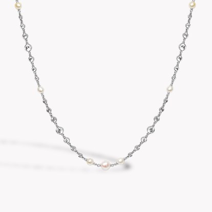 Diamond and Pearl Chain Necklace