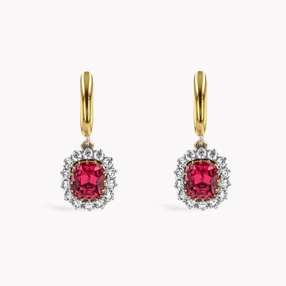 Cushion Cut 2.89ct Pink Spinel and Diamond Cluster Earrings
