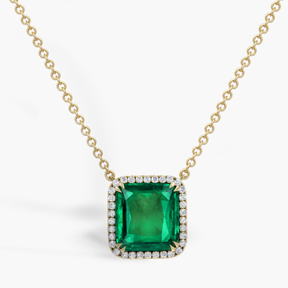 Masterpiece Celestial 5.58ct Colombian Emerald and Diamond Cluster Pendant in 18ct Yellow Gold