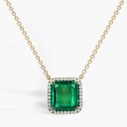 Masterpiece Celestial 5.58ct Muzo Emerald and Diamond Cluster Pendant in 18ct Yellow Gold
