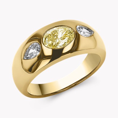 Stellar 1.05ct Fancy Yellow Diamond Bombé Ring in 18ct Yellow Gold