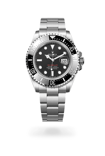 Sea-Dweller * Oyster, 43 mm, Oystersteel with a Intense black Unidirectional rotatable 60-minute graduated, scratch-resistant Cerachrom insert in black ceramic, numerals and graduations coated in platinum bezel and Oyster, three-piece solid links bracelet