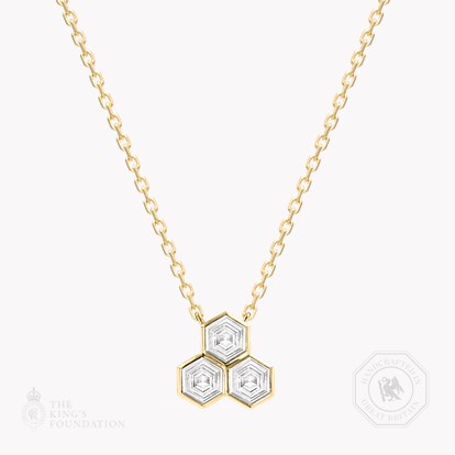 Honeycomb 0.30ct Diamond Trilogy Pendant in 18ct Yellow Gold