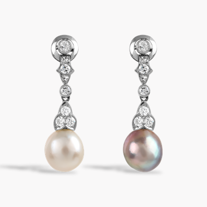 Belle Époque Pearl and Diamond Drop Earrings