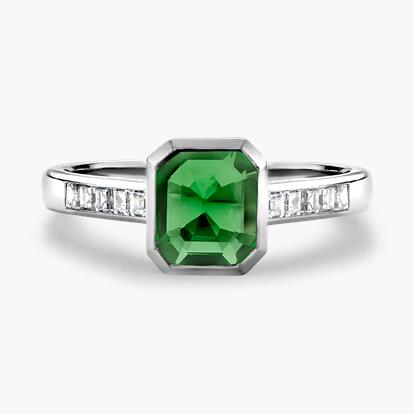 Trap Cut 0.77ct Emerald and Diamond Ring