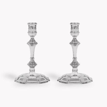 Silver George II Pair of Candlesticks