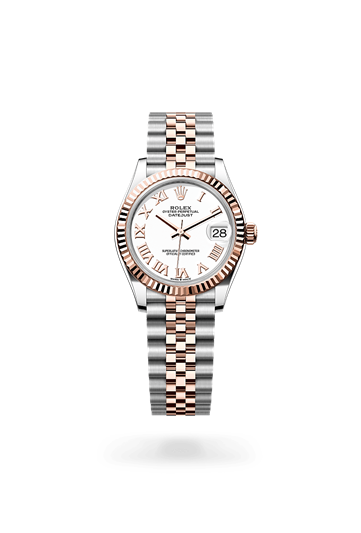 Datejust 31 * Oyster, 31 mm, Oystersteel and Everose gold with a White Fluted bezel and Jubilee, five-piece links bracelet