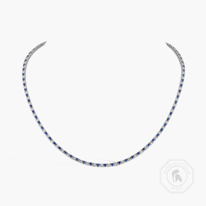 Brilliant Cut 3.60ct Sapphire and Diamond Line Necklace