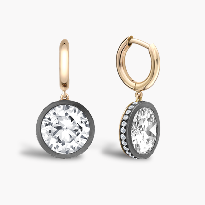 Diamond Drop Hoop Earrings 7.21ct in Rose Gold & Silver