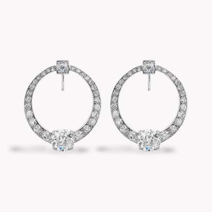 Art Deco Cartier Antique Cushion Cut Diamond Circular Earrings