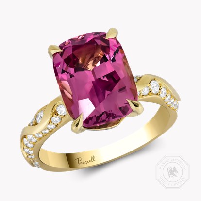 Cushion Cut 7.12ct Kitulo Garnet and Diamond Ring