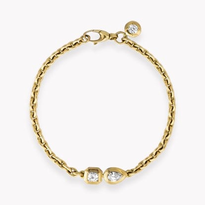 Skimming Stone 1.25ct Diamond Toi et Moi Chain Bracelet