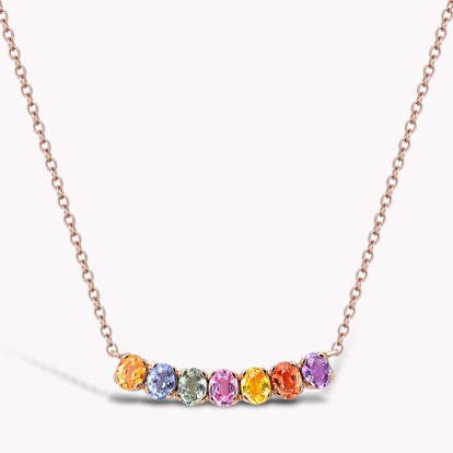 Rainbow Fancy Sapphire Line Pendant 1.40ct in 18ct Rose Gold
