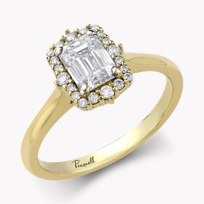 Emerald Cut 0.90ct Diamond Cluster Ring in 18ct Yellow Gold