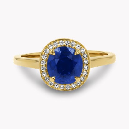 Cushion Cut 1.48ct Sapphire and Diamond Cluster Ring