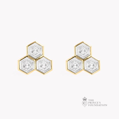 Hexagonal Diamond Trilogy Earrings 1.85ct in 18ct Yellow Gold