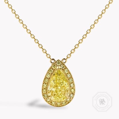 Fancy Yellow Pear shape Diamond Pendant