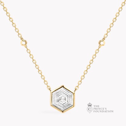 Honeycomb Diamond Solitare Pendant 1.50ct in 18ct Yellow Gold