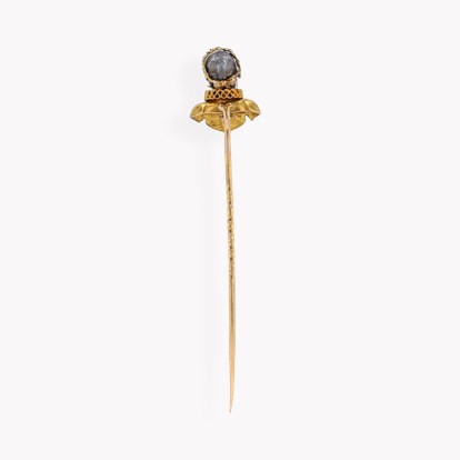 Sir John Falstaff Moonstone Etched Face Pin