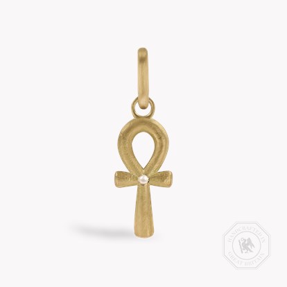 Ankh Cross Pearl Pendant Charm