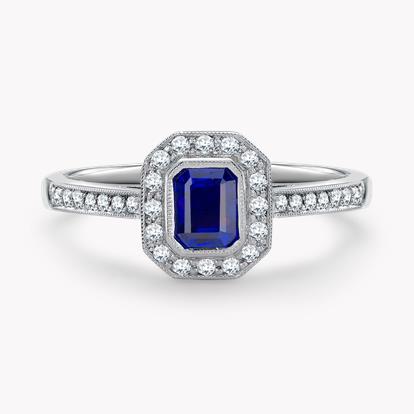 Octagonal Cut Sapphire Ring 0.56ct in 18ct White Gold