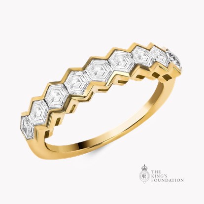 Honeycomb Nine Stone Diamond Ring 1.19ct in 18ct Yellow Gold