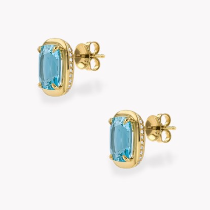 Skimming Stone 4.86ct Lukusuzi Aquamarine and Diamond Earrings