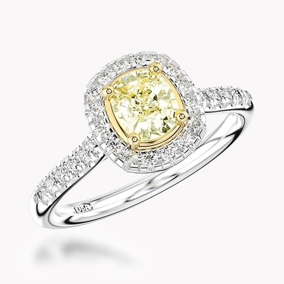 Fancy Yellow Diamond Cluster Ring 0.54ct in Platinum