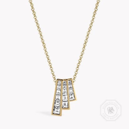 Manhattan 0.89ct Diamond Three Row Fan Pendant in 18ct Yellow Gold