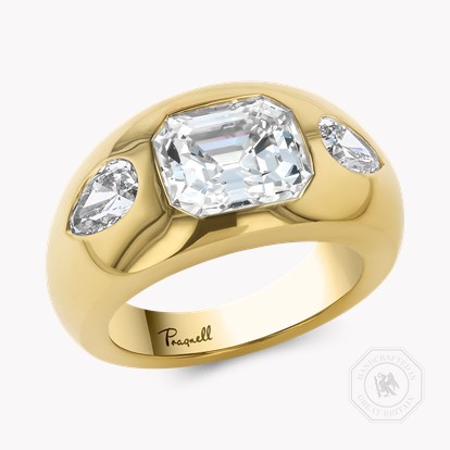 Stellar 2.02ct Emerald Cut Diamond Bombé Ring